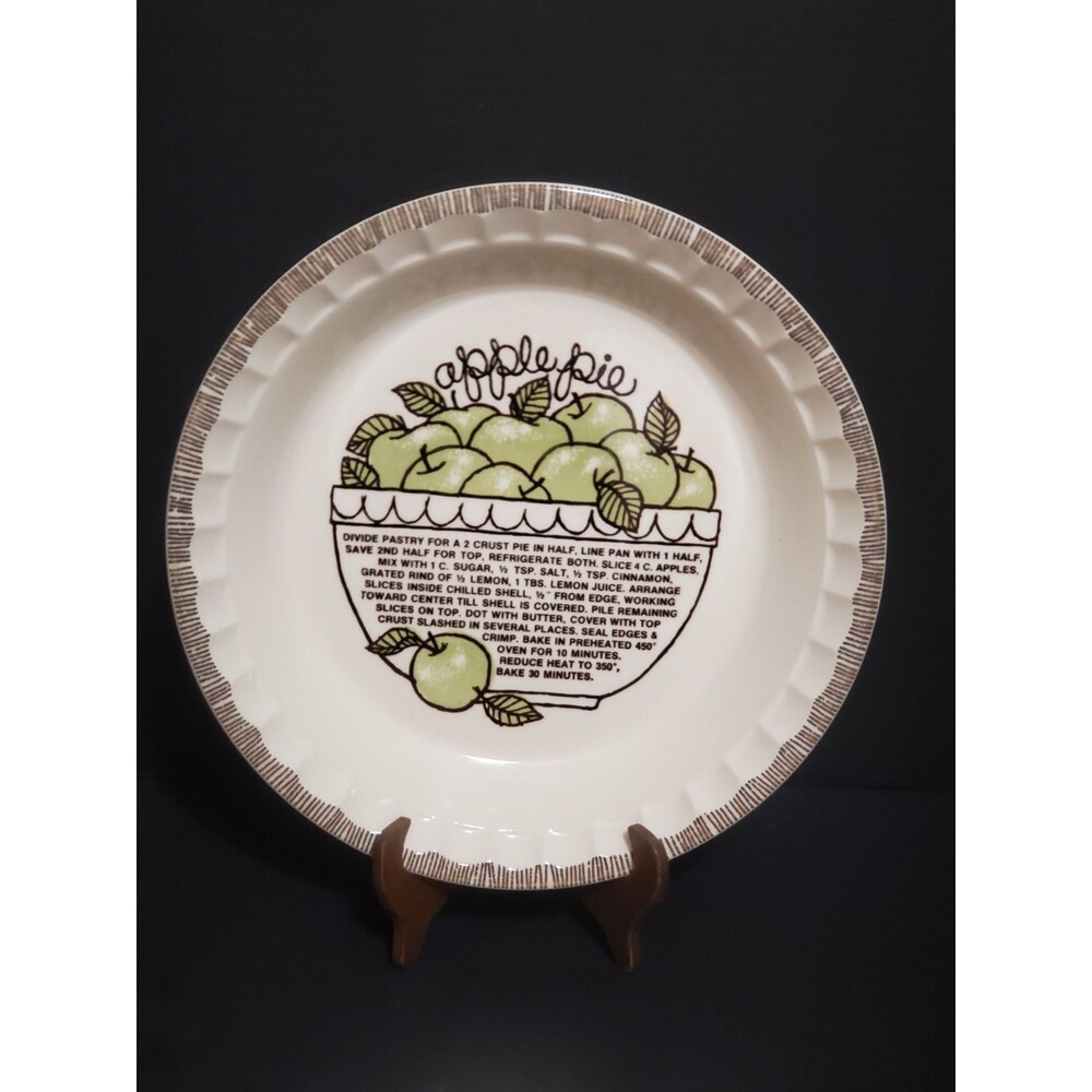Apple Pie Plate Royal China Jeannette 11" Deep Dish Baker W/ Recipe USA Vtg 1983